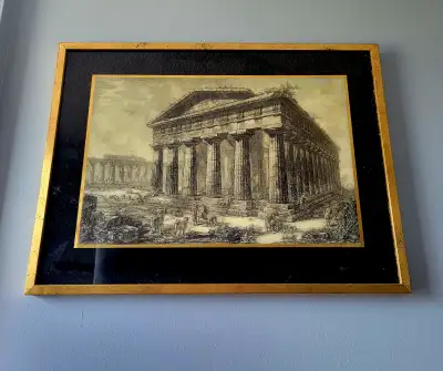 Vintage Gold G.B. Piranesi Etching of the Temple of Neptune, View more