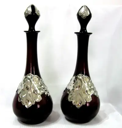 BOUTEILLES VERRE AMETHYSTE " ART NOUVEAU " BLOWN GLASS  BOTTLES, View more