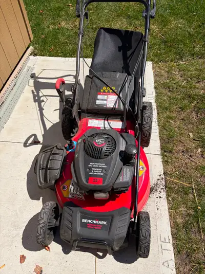 Benchmark 22” self-propelled lawnmower. It’s only 2 years old.