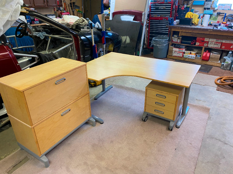 IKEA Galant Home Office Lshaped Corner Desk Set (Beech finish) Desks