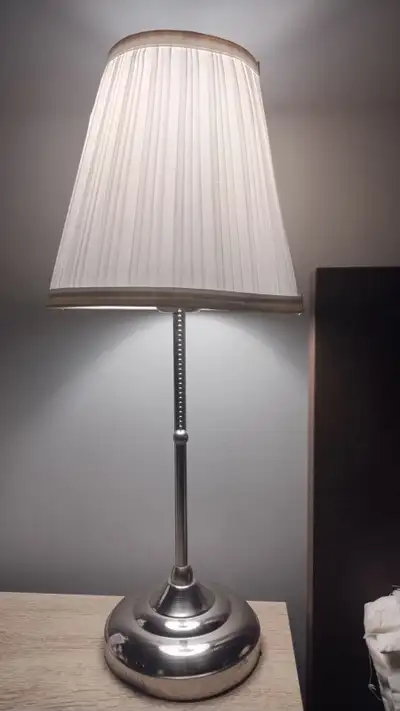 Two Lamps / Lamp / With lamp shade / New / Silver lamp with balb, View more