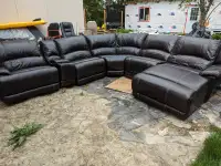 Large Dark Brown Sectional Power Recliner