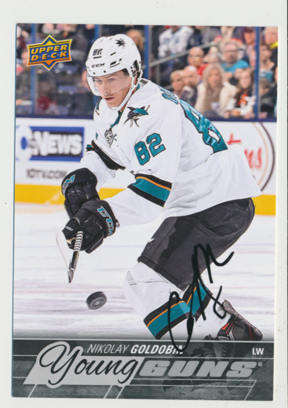 NIKOLAY GOLDOBIN SAN JOSE SHARKS EX-RARE SIGNED YOUNG GUNS CARD in Arts & Collectibles in Oakville / Halton Region