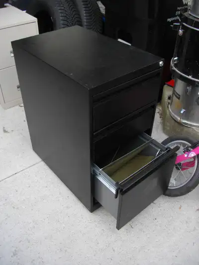 BLACK 3 drawer filing cabinet on wheels, View more