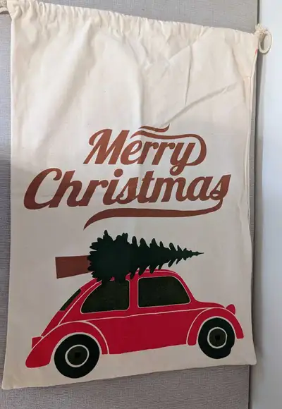 Merry Christmas Canvas Drawstring Bag, View more