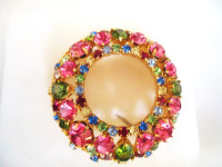 Swarovski Multi-Color Crystal Lapel Round Brooch - NEW GIFT BOX