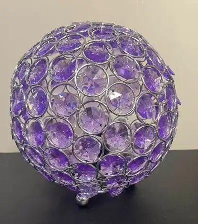 8" Chrome & Purple Crystal Ball Table Lamp – Brand New, View more