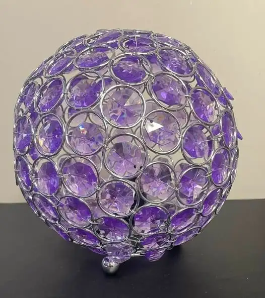 8" Chrome & Purple Crystal Ball Table Lamp – Brand New in Indoor Lighting & Fans in City of Toronto - Image 2