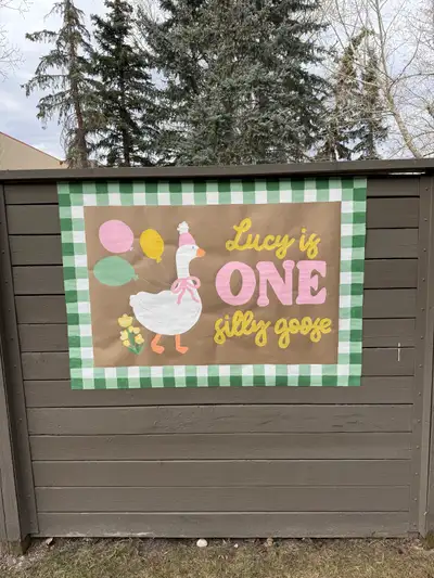 This is birthday sign for a Lucy turning 1. We used it and it was so cute I’m having trouble throwin...