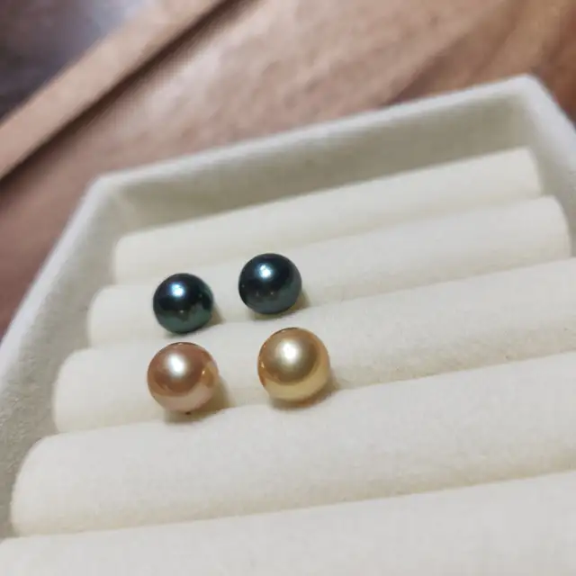 Real Freshwater Pearl Earrings Studs Golden Green Black in Jewellery & Watches in Longueuil / South Shore - Image 4