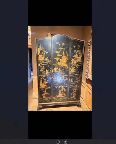 Antique Chinoiserie Lacquered 2 Door Wardrobe, View more