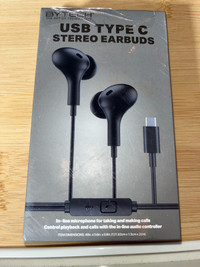 Usb-C type wired earbuds earphones/écouteurs avec fil noir 