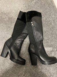 Guess black leather boots size six
