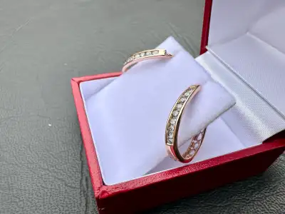 #619 - 10kt Rose Gold, .40ct Hoop Clutch Earrings, View more