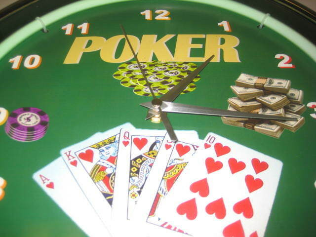 Poker 15" Neon Wall Clock (Chrome Rim/Green Neon) in Arts & Collectibles in Oakville / Halton Region - Image 3