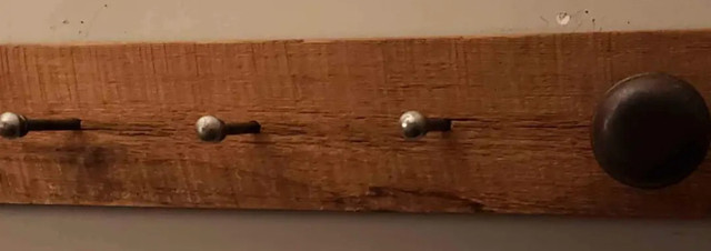 CUSTOM DOUGLAS FIR WOOD COAT HANGER WITH ANTIQUE HOOKS in Home Décor & Accents in City of Toronto