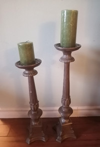 Matching Candle Stick Holders w/Candles (x2)