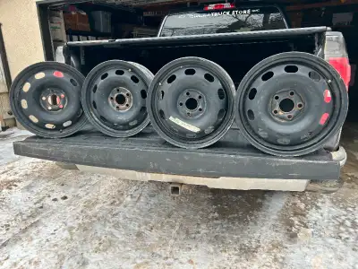 4 Black Steel Rims 15 x 6/5 - 112/ET 36.5/ CB 57.3 asking $125