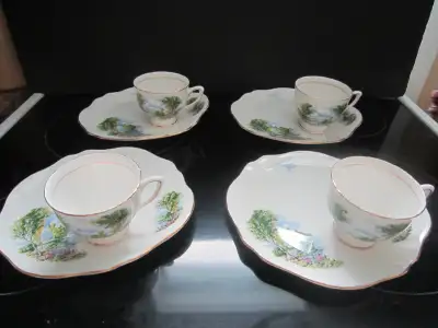 Colclough fine bone china round hostess trays & cup, View more