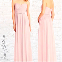 Jenny Peckham bridesmaids blush strapless maxi dress size 0