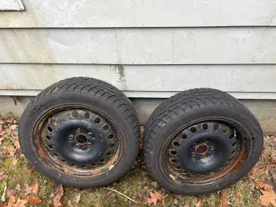 2 winter tires — mounted on 5 hole rims Size : tires 17/55/215 - no charge for rims Asking $120 for...