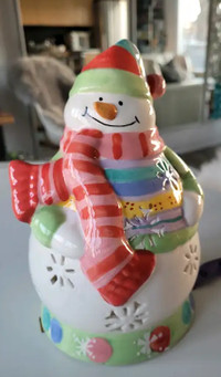 9" ceramic Snowman Candle Holder PartyLite votive & tealight use