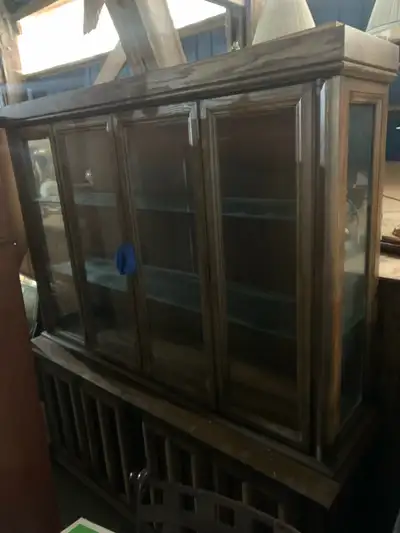 Beautiful dark brown Antique Hutch, View more