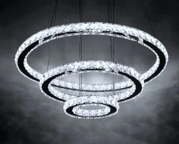 3-RING INTEGRATED LED MODERN CRYSTAL CHANDELIER - NEW in Indoor Lighting & Fans in City of Montréal - Image 2