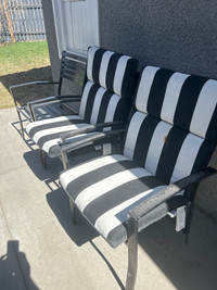3 patio chairs two cushions 