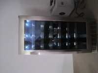 danby beverage cooler fridge with led light and sliding shelves