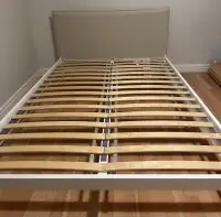Queen sz bed frame with slats; free mattress dropoff extra$