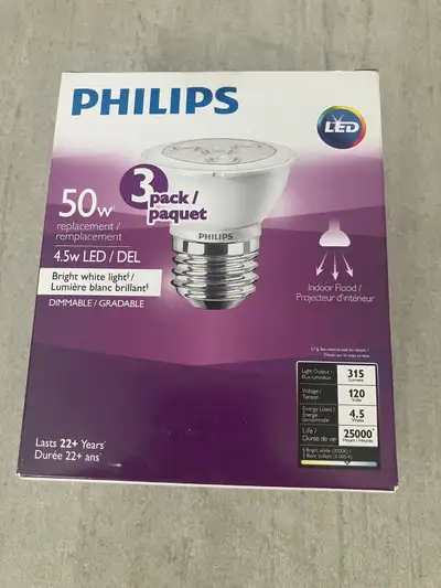 LIGHT BULBS (Phillips 4.5W, LED) 3 Pack, View more
