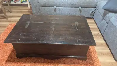 Rustic Wood Coffee Table Storage Chest, View more