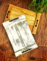 Handmade, Solid Wood Rustic Farmhouse Serving Trays
