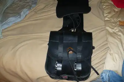 travelcade saddlebags 11 x 10 x 4'', 38'' when bags are stretched out. minor damage to the lower par...