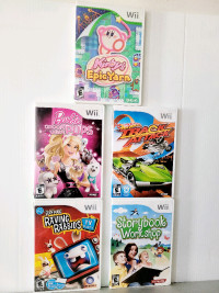 Wii Games- Kirby's Epic Yarn, Barbie, Hot Wheels, Raving Rabbids