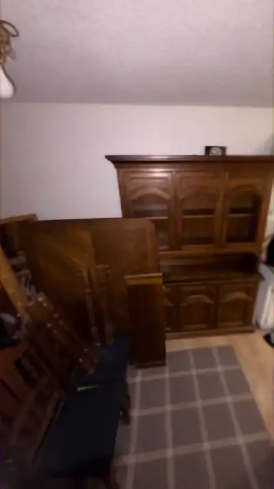 Solid wood dinning table , matching hutch, View more