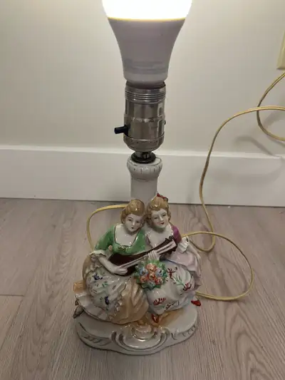 Vintage JAPAN Ceramic Table Lamp Victorian Ladies -  WORKS, View more