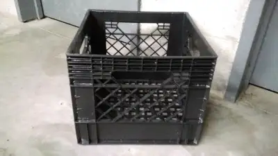 Panier de vélo style caisse de lait noire, 4 attaches fournies!, View more