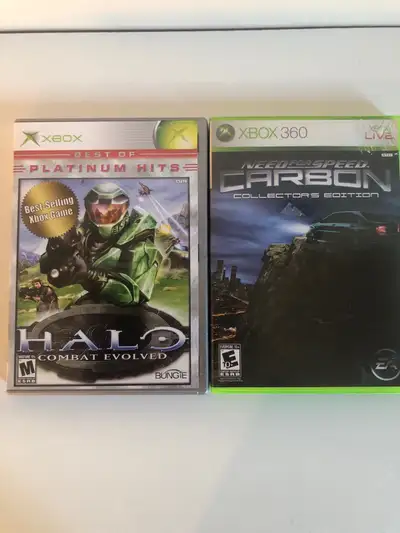 XBOX - Halo, Combat Evolved $10 XBOX 360 - Need for Speed Carbon Collector’s Edition $20
