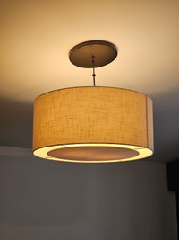 Crate and Barrel Linen Drum Shade Pendant Light