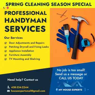 Is your to-do list growing longer by the day? Let MyHouseExperts.com handle it! Our skilled handymen...