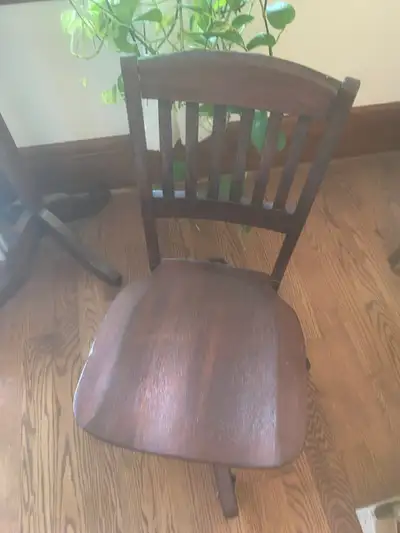 Vintage oak office chair with tilt and spin - refurbished, View more