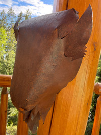 Large Rustic Metal Buffalo Head