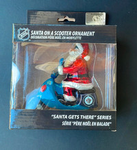 New NHL Winnipeg Jets Santa on a Scooter Christmas Ornament