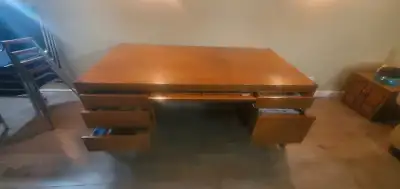 Solid wood office desk, heavy and very sturdy, Refinished 5 years ago. 6 drawers 3ft w by 6ft long....