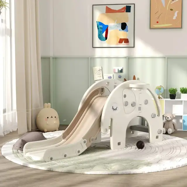 Qaba 3 in 1 Toddler Slide with Basketball Hoop, Climber, for 1-3 in Toys in Markham / York Region - Image 11