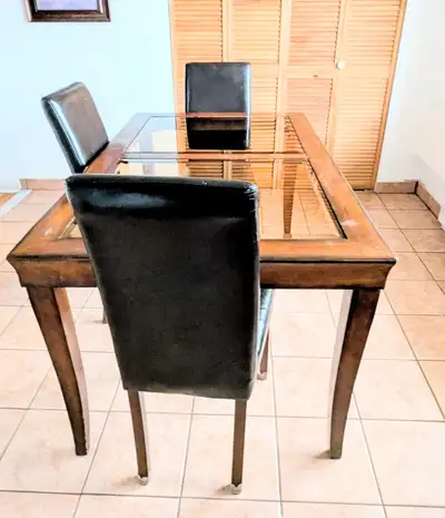 Wooden Dining Table with 3 Chairs, View more