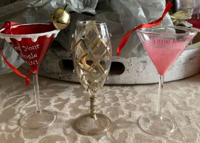Hallmark Martini Pier 1 Champagne Glass Christmas Tree Ornaments, View more
