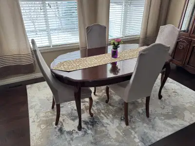 Cherry Wood Dining Table, Chairs and Display Cabinet, View more